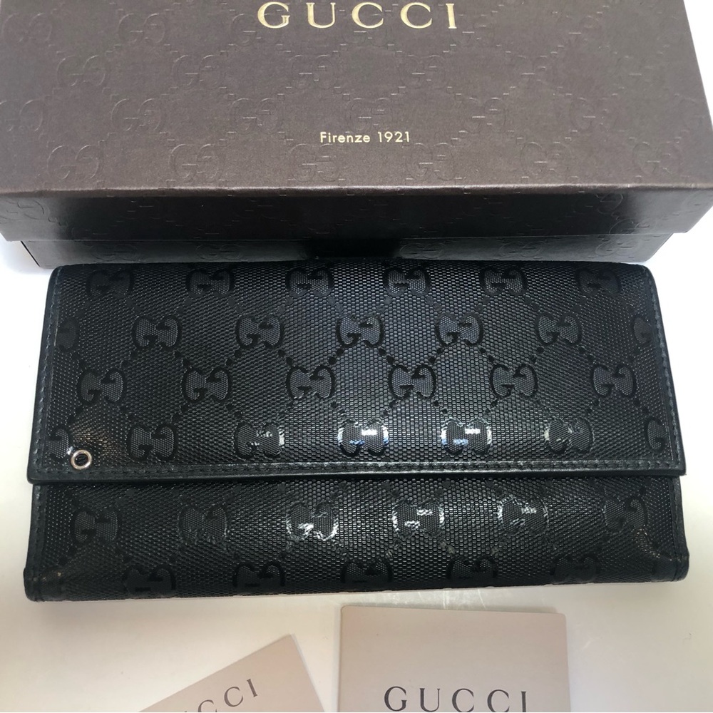 Gucci AUTHENTIC Black Leather Long Wallet EUC - Picture 3 of 16
